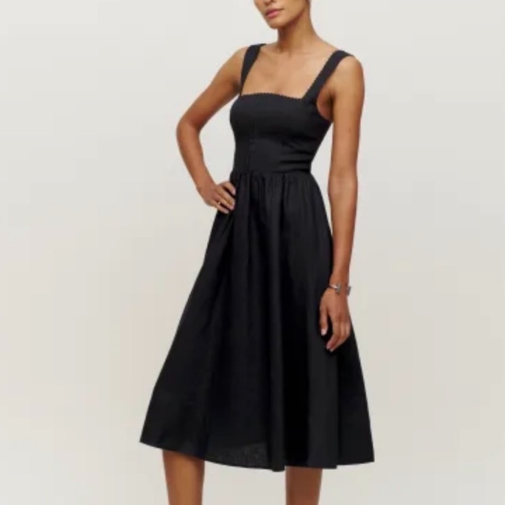Reformation Tagliatelle Linen Dress in Black